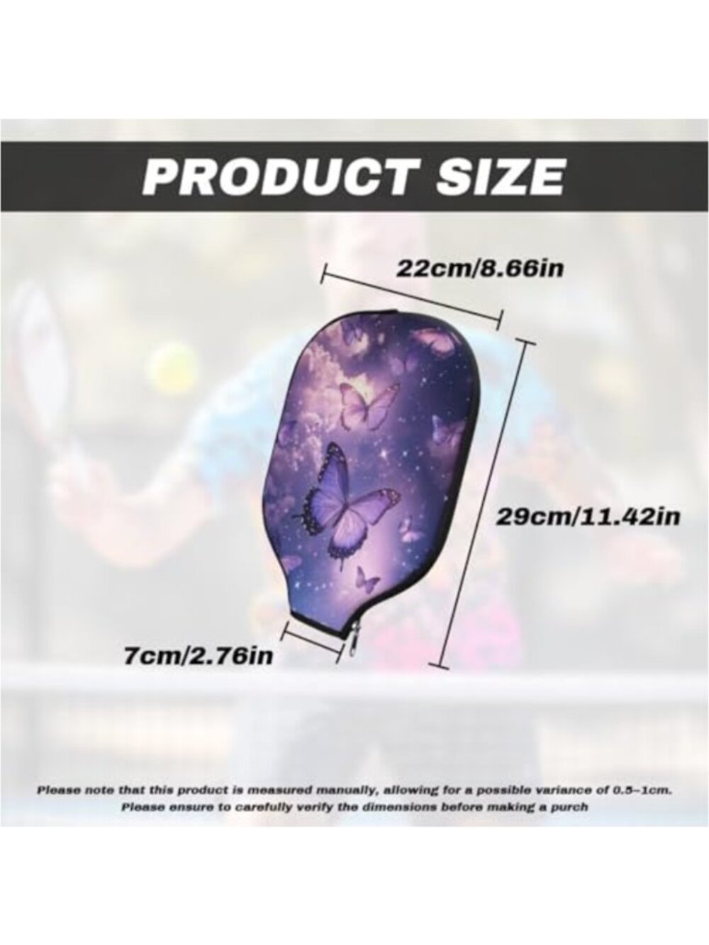 Pickleball Paddle Cover Waterproof Polyester Zipper Closure Protective Racket - Picture 6 of 6